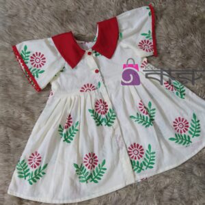 Red & White Baby Frock | KBF-002